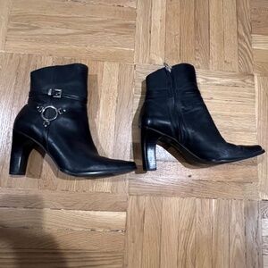 Harley Davidson Leather Black Stiletto Side Zip Motorcycle Boots Size 8.5